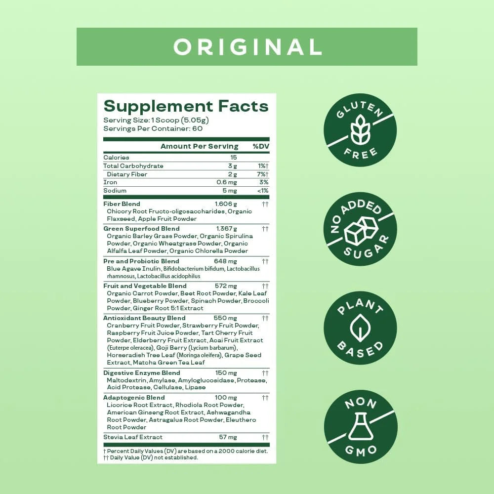 Greens & Superfoods Powder, for Digestive Health, Original, 60 Servings