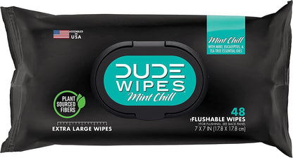 Wipes - Flushable Wipes - 2 Pack, 96 Wipes - Unscented (48Ct) & Mint Chill (48Ct) Extra-Large Adult Wet Wipes