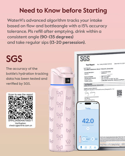 Waterh Boost Smart Water Bottle: 32 Oz Hydration Tracker with APP & Insulation