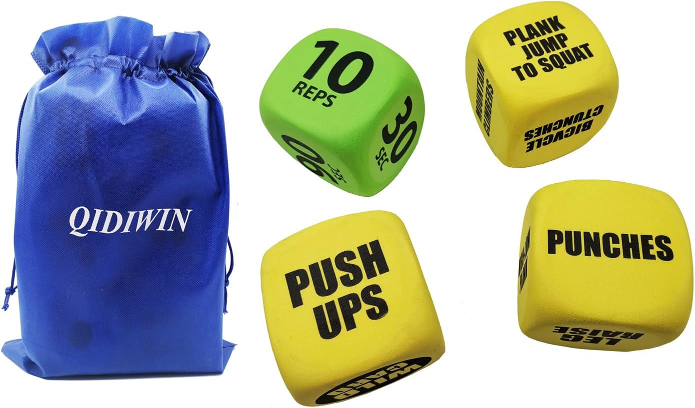 Exercise Foam Dices with Storage Bag-Workout Dice Six-Sided Fitness Dice, Perfect Exercise & Fitness Accessories for Home Workout Group Fitness & Exercise Classes