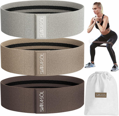 Fabric Resistance Bands Set of 3 for Legs, Glutes, Arms, Booty Bands for Women and Men, Resistance Bands for Working Out, Physical Therapy, Strength Training, Elastic Bands for Exercise