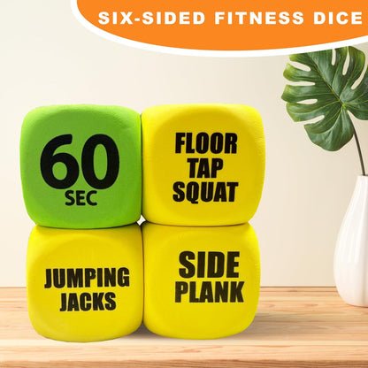 Exercise Foam Dices with Storage Bag-Workout Dice Six-Sided Fitness Dice, Perfect Exercise & Fitness Accessories for Home Workout Group Fitness & Exercise Classes