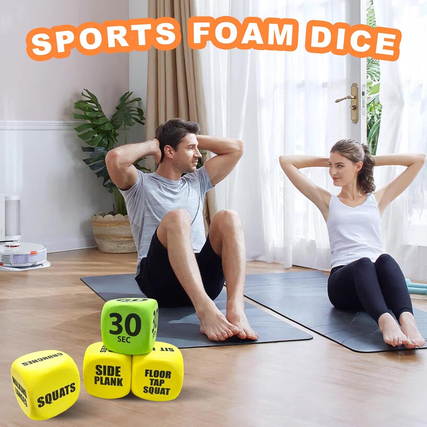Exercise Foam Dices with Storage Bag-Workout Dice Six-Sided Fitness Dice, Perfect Exercise & Fitness Accessories for Home Workout Group Fitness & Exercise Classes