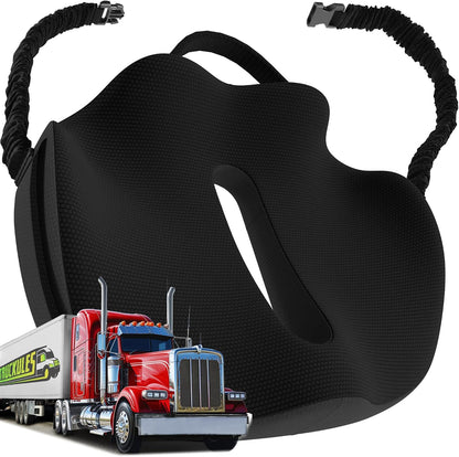Large Truck Seat Cushion for Truck Driver Seat Cushion - Upgraded Back Support, Certipur-Us® Certified - Thick Memory Foam, Pain Relief for Hours of Driving, Trucker Approved Big Rig - Black