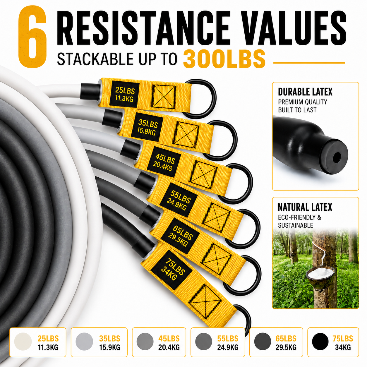 Trucker Resistance Band Set - 300/360 Lbs - Portable Home Gym for Life on the Road