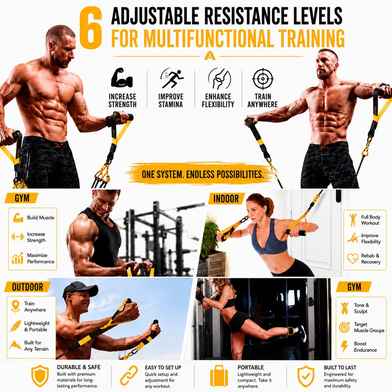 Trucker Resistance Band Set - 300/360 Lbs - Portable Home Gym for Life on the Road