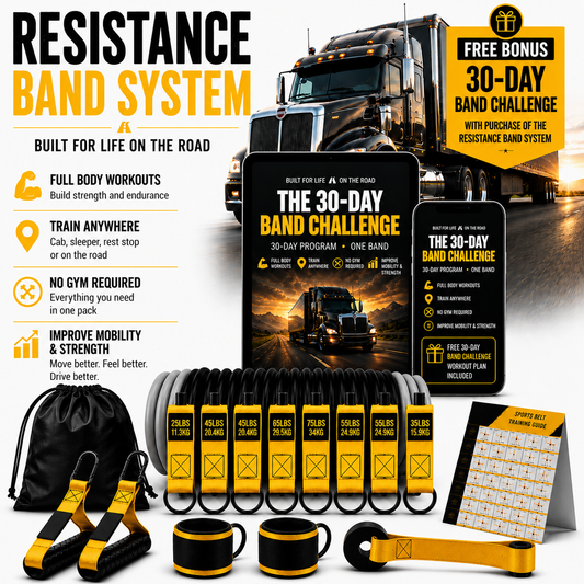 Trucker Resistance Band Set - 300/360 Lbs - Portable Home Gym for Life on the Road