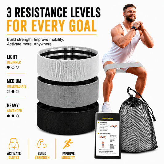 Fabric Resistance Bands, 3 Levels – Portable Leg & Hip Workout for Truckers