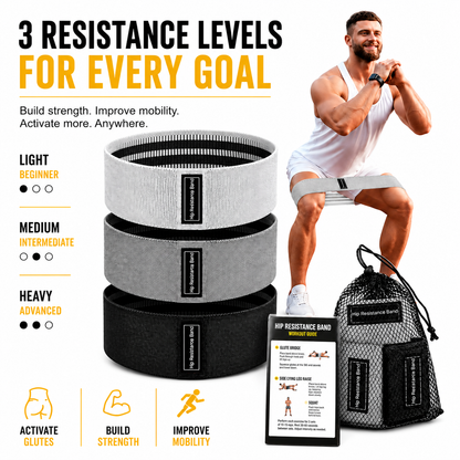 Fabric Resistance Bands, 3 Levels – Portable Leg & Hip Workout for Truckers