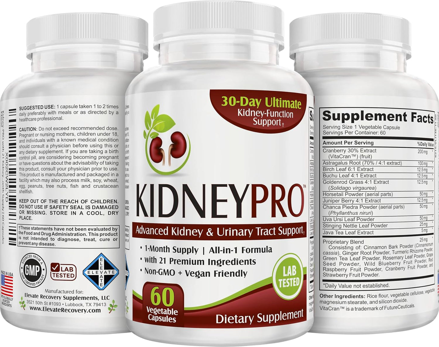 Kidneypro: with 21 Kidney Health Support Supplements in 1 Formula | Men & Women | Kidney Supplement Complex | 60 Capsules