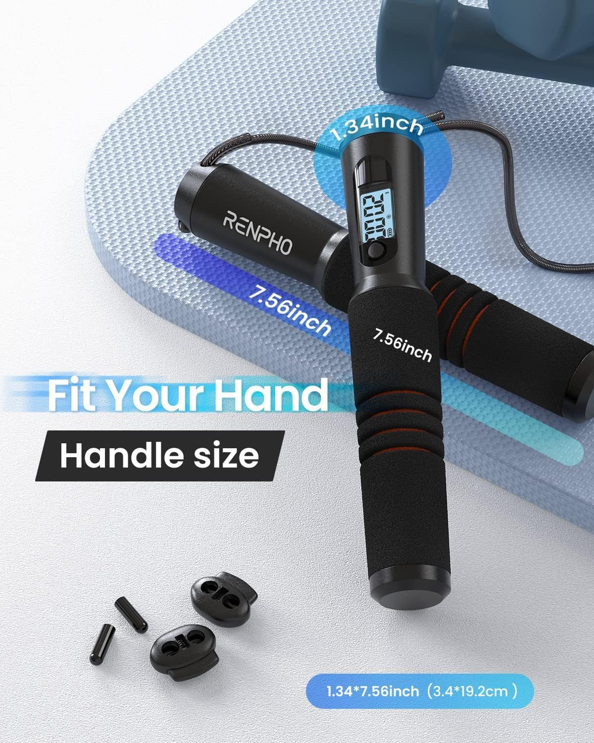RENPHO Smart Jump Rope with Counter, App Data Tracking, LCD Display | App Data Storage & Analysis, Tangle-Free Design, Adjustable Workout Rope, Fitness Training for Crossfit, Gym & MMA