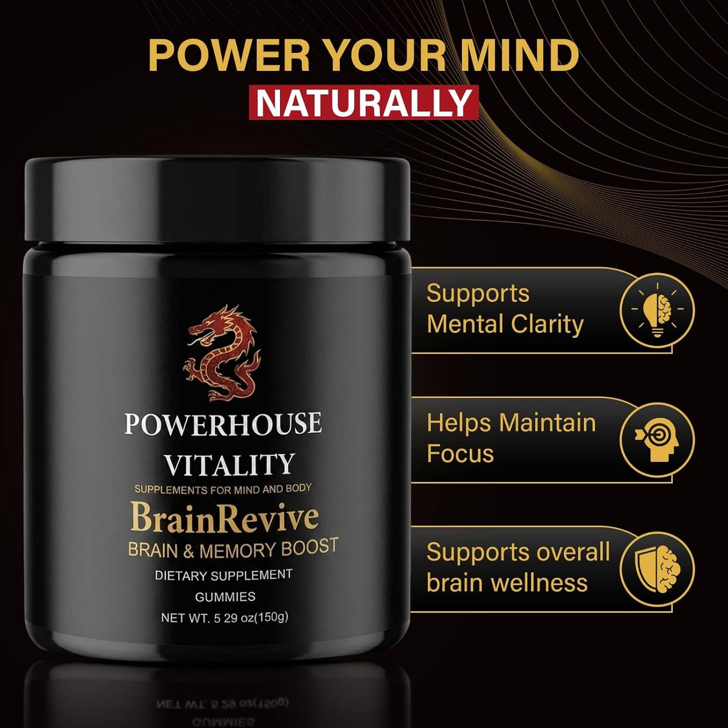 Brain Boost Energy and Focus Gummies - 60Pck Gluten-Free, Non GMO and Vegan Brain Health Supplements for Adults Supports Mental Clarity, Maintain Focus and Overall Brain Wellness